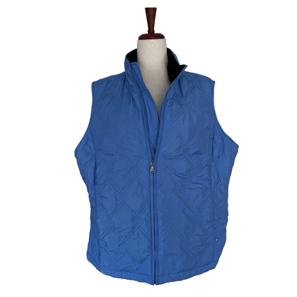 Eddie‎ Bauer Women's Goose Down Vest XL Extra Large Blue Full Zip Gorpcore
